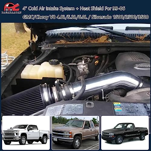 4" Cold Air Intake for 1999-2006 Chevy/GMC 4.8L 5.3L 6.0L V8 - color: 99-06 Chevy/GMC/Silverado V8 4.8L 5.3L 6.0L