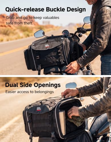 KEMIMOTO Motorcycle Travel Luggage Bags, Expandable Large Capacity Motorcycle Tail Bag, Waterproof Rear Rack Trunk, Motor Pannier Bag with Rain Cover and Straps 25L-30L - size: 25L-30L