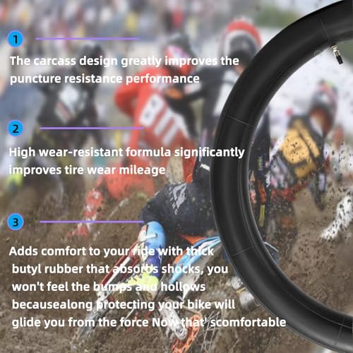 70/100-19 80/100-19 2.75/3.00-19 3.00-19 Electric Dirt Bike Inner Tube Heavy Duty - 2.1 mm Thickness for Surron Light Bee X Talaria UltraBee EridePro X160/X260 CRF 100F 125FB 150F 450R