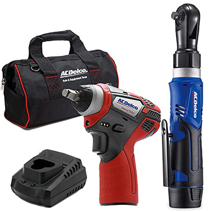 ACDelco ARW1209-K14 G12 Series 12V Li-ion Cordless 3/8” Rachet Wrench & Impact Wrench Combo Tool Kit