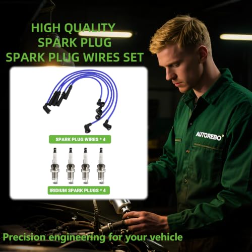 Set of 5 PCS Ignition Spark Plug Wires 671-4194 55310 9177 & 4 Iridium Spark Plugs Compatible with Nissan Axxess 1990-1995 D21 1990-1994 Pickup 1995-1997 Stanza 2.4L L4, RC-NX93 22450-86G25 22440-1S71 - size: 4194