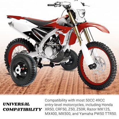 AR-PRO Dirt Bike Training Wheels, Compatible with PW50, CRF50, 50cc Bikes - color: Black & Black