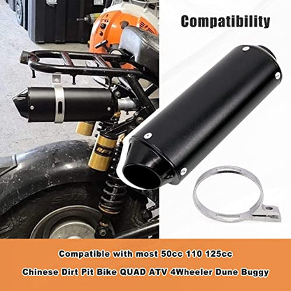 Sporacingrts Black Exhaust Muffler 26mm 1.02 inch muffler,dirt bike muffler Compatible with QUAD ATV 4 Wheeler Dune Buggy Chinese Dirt Pit Bike 125cc 110 50cc