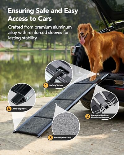 PetThem Dog Ramp for Car, 71" L × 19.7" W, Extra-Long Extra-Wide Foldable - size: Upgraded 71'' L x 19.7" W