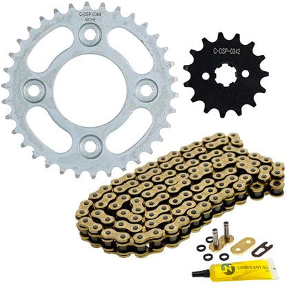 NICHE Drive Sprocket Chain Combo for Honda Grom 125 Front 15 Rear 34 Tooth 420 X-Ring 106 Links - size: X-Ring Chain