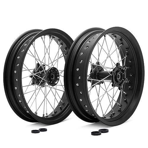 TOFR 17"x3.5" 17"x4.25" Spoked Wheels Rims Hubs for Surron Ultra Bee Black - color: Black, size: 17" Front 17" Rear
