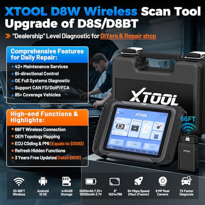 XTOOL D8W Wireless Bidirectional Scan Tool, OBD2 Scanner with Topology