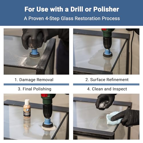 GLASS POLISH DIY Glass Scratch Removal Deluxe Kit 2" & 3" - Effective Glass Polishing with Drill or Polisher, Repairs Deep Scratches, Removes Surface Damage and Restores Original Clarity & Shine - size: 2 & 3 inch (12 Abrasives)