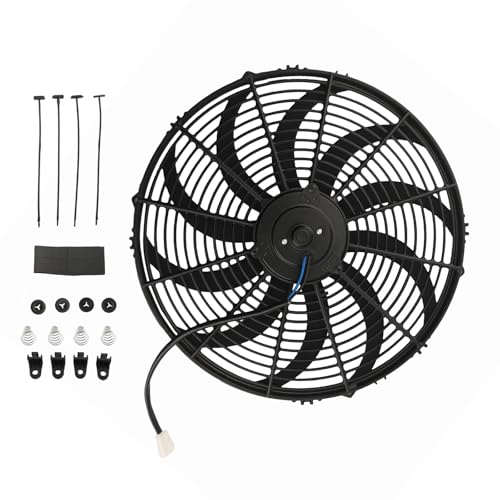 maXpeedingrods 16" Universal Slim Fan 3500FCM Push Pull Electric Radiator Cooling 12V Mount Kit - size: 16 inch