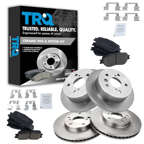 TRQ Front and Rear Ceramic Brake Pad and Rotor Set - style: BKA11251