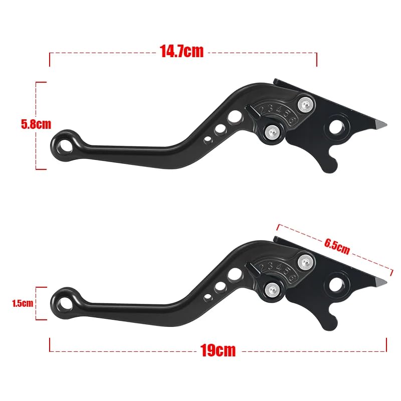 MT07 MT 07 MT-07 2019-2024 2015 for Motorcycle CNC Parts Short Brake Clutch Levers Adjustable Black+Red - color: black+red