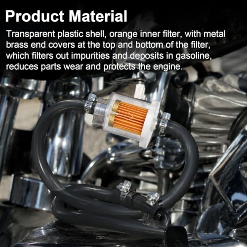 2PCS 5/16" Universal Gas Inline Fuel Filter Clear with 4PCS Hose Clamps