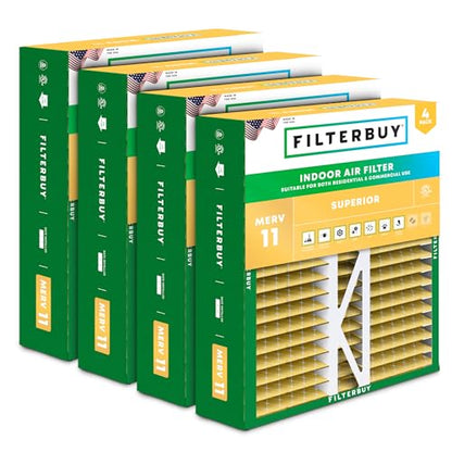 Filterbuy 16x22x5 Air Filter MERV 11 Pet & Allergy Defense (4-Pack) - style: 16x22x5