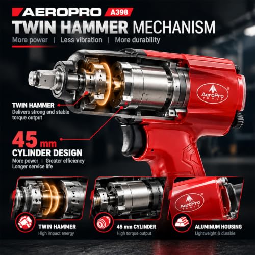 AEROPRO TOOLS 1/2-Inch Aluminum Air Impact Wrench(A398) - style: 1380 ft-lbs | Aluminum Housing
