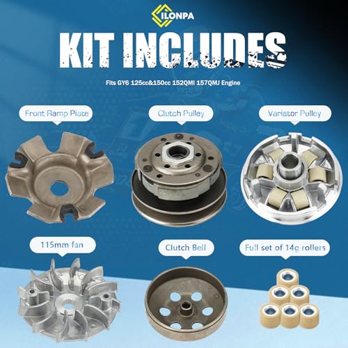Clutch and Variator Assembly Set with 743 belt for GY6 125cc&150cc 152QMI 157QMJ 4-Stroke Engine Scooter ATV Taotao Roketa Sunl