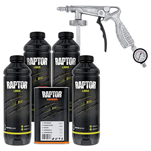Custom Shop U-Pol Raptor Black Urethane Spray-On Truck Bed Liner Kit, 1 gal - color: Black, size: 4 Quart Kit