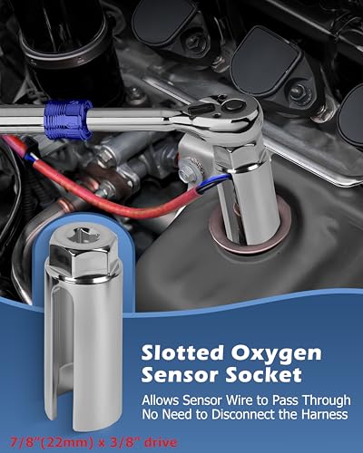 DAYUAN 5Pcs O2 Oxygen Sensor Socket Set, Oxygen Sensor Remover Tool Kit - size: 5Pcs-Red