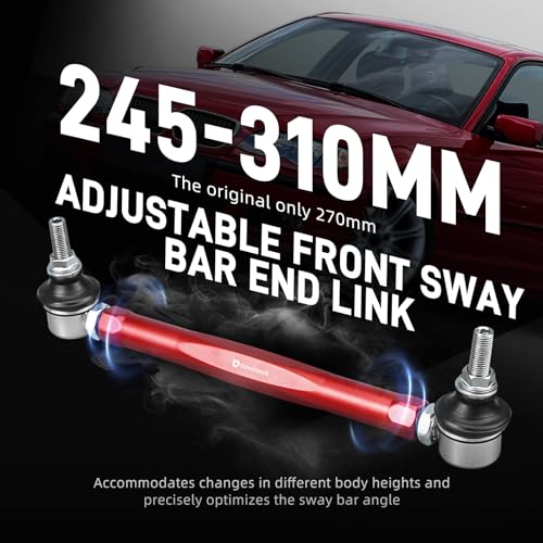 Bevinsee Adjustable Front Sway Bar End Link Kit Compatible with E46 Z4 E85 - color: Red