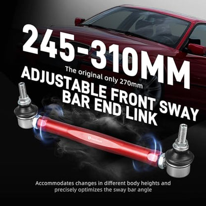 Bevinsee Adjustable Front Sway Bar End Link Kit Compatible with E46 Z4 E85 - color: Red
