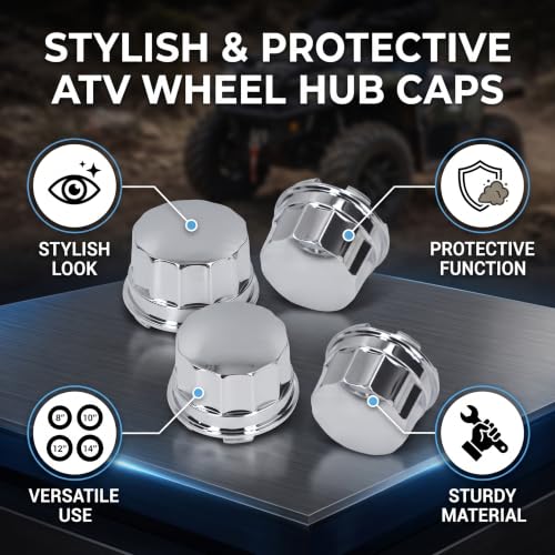 4Pcs ATV Tire Wheel Hub Cap, Dust Center Hub Cap Covers Compatible with 8Inch 10inch 12inch 14inch Alloy Wheels ATV Quad