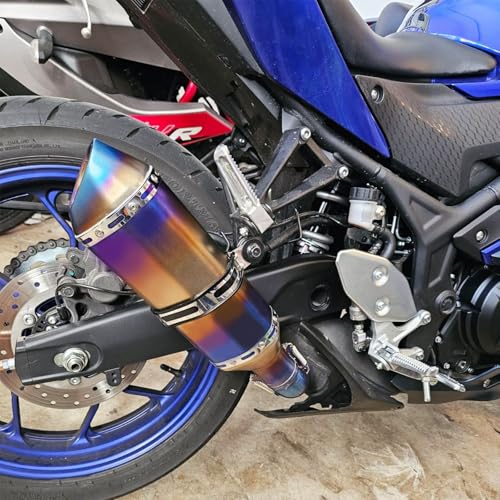 PACEWALKER Motorcycle Slip On Muffler, 1.5-2", 38-51mm Inlet, Grilled Blue - size: Grilled Blue