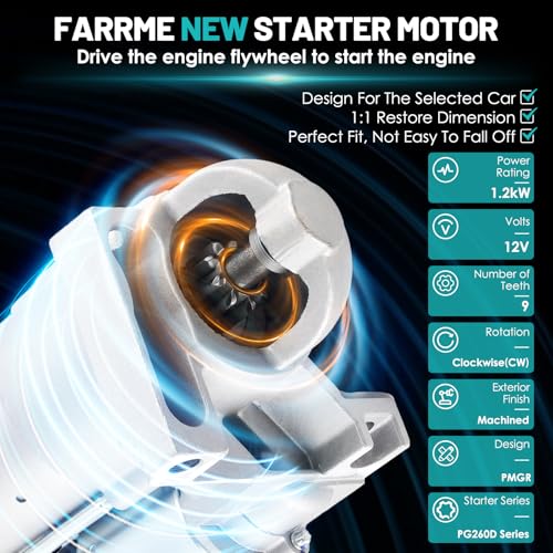 6786 Starter Motor Fit for Chevy Equinox Torrent 2007-2009, Malibu