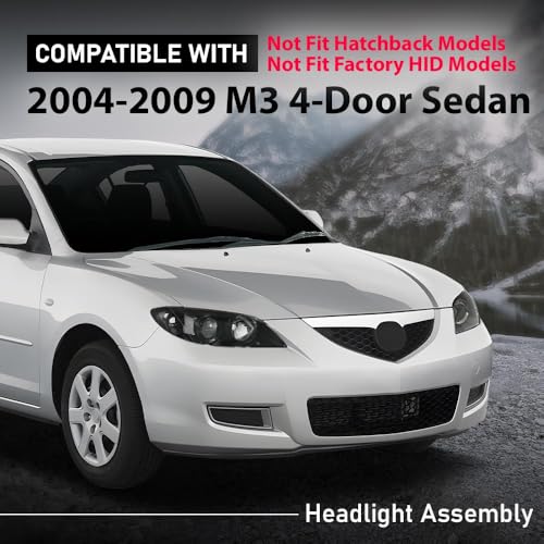 G-PLUS Headlights Assembly Fit For Mazda 3 4-Door Sedan 2004-2009 - size: Fit Mazda 3 2004-2009(Clear)