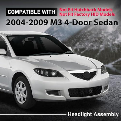 G-PLUS Headlights Assembly Fit For Mazda 3 4-Door Sedan 2004-2009 - size: Fit Mazda 3 2004-2009(Clear)