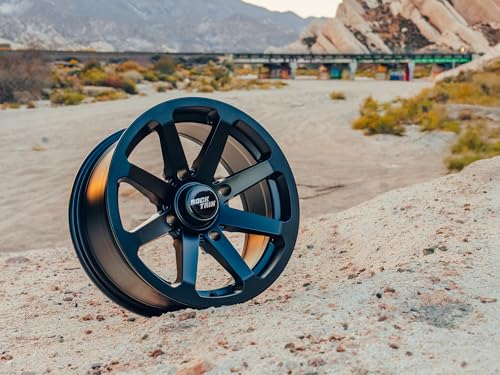 RockTrix RT102 15x7 ATV UTV Wheel 4x156 4+3 Offset, Matte Black, 4pc Set