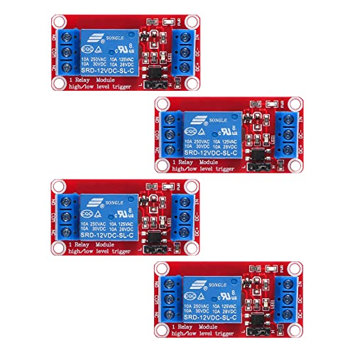 4pcs DC 12V Relay Module 1 Channel Relay Board with Optocoupler Isolation Support High or Low Level - color: 12V-4pcs