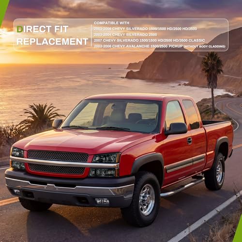AUTOSAVER88 Headlight Assembly Compatible with 2003-2006 Chevy Silverado - color: Smoky Lens Chrome Housing Amber Reflector