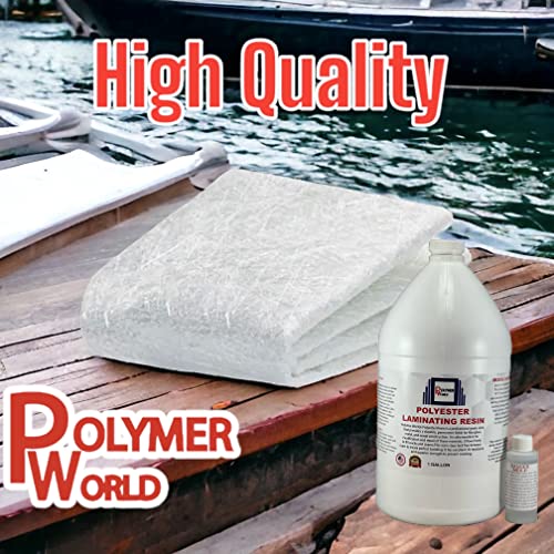 Polymer World- Polyester Resin 1.5x50x10 Yard Chopped Strand Mat, Fiberglass Kit for Boats, Automobiles, Surfboard, RV, Canoes, Jetski, Watercraft, with MEKP - size: Poly Res 1.5x50x10 Yard Chopped Strand Mat