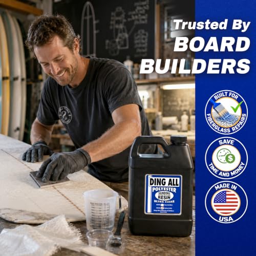 Ding All Sanding Resin 1 Gallon Polyester for Surfboard Fiberglass Repair - size: 1 Gallon