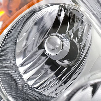 A&P for 2004-2007 Chevy Malibu, 2008 Malibu Classic Halogen Headlight Pair - color: Chrome Housing, Clear Lens, Amber Turn Signal, size: 2004-2008