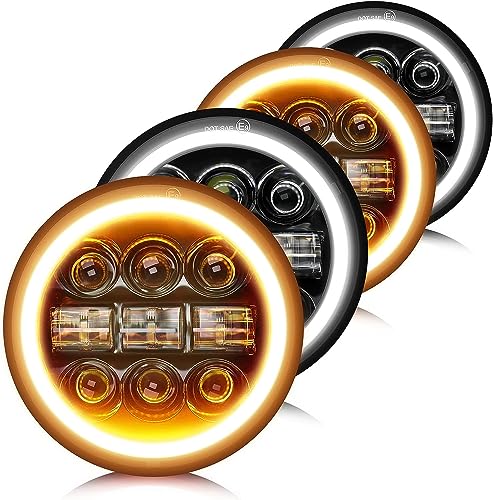 CO LIGHT 5.75 Led Headlight 5 3/4 Round Led Headlights Whit DRL Amber Turn Signal Light and Hi/Lo Beam Led Projector Sealed Beam Headlight Compatible with Thunderbird Torino 4PCS - color: 4PCS