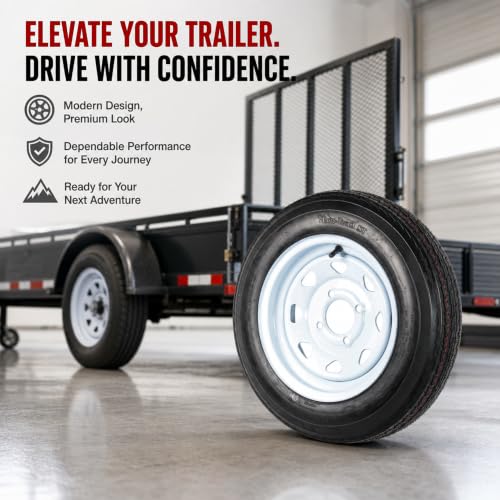 eCustomrim 2-Pack Trailer Tire Rim Assembly 4.80-12 480-12 White 4 Lug