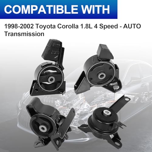 4PCS Engine Motor Mount Set Compatible with 1998-2002 Corolla Prizm 1.8L - size: Corolla 98-02 Auto