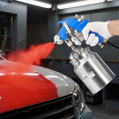 VEVOR Siphon Feed Spray Gun, High Atomization Air Paint Spray Gun, 1000cc Automotive Paint Sprayer with 1.8 mm Nozzle, Adjustable Flow Rate & Air Volume for Car, Furniture, Wall, House Painting - size: Siphon -1.8 mm