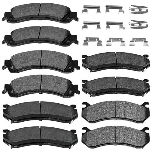 Brake Pads Front and Rear Compatible with Cadillac Escalade EXT ESV, Chevy Avalanche 1500 Silverado Suburban, GMC Sierra 1500 Yukon XL Brake Pads Semi-Metallic D785 D834 - style: D785 & D834