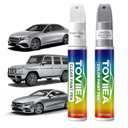 Brilliant Silver Metallic(744/9744)Touch Up Paint for Mercedes-Benz - color: (744/9744)Brilliant Silver Metallic for C/E/G/M/S/CL/ML/SL/ML/CLK/SLK Series