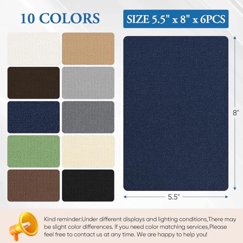 Canvas Patch 5.5 x 8 Inches 6Pcs Self-Adhesive Waterproof Canvas Patch Kit for Repairing Tents,Sofas,Boat Covers,Camping Chair,Awnings,Car Seats.(Dark Blue) - color: Dark Blue, size: 5.5"×8"