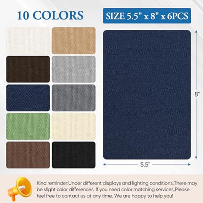 Canvas Patch 5.5 x 8 Inches 6Pcs Self-Adhesive Waterproof Canvas Patch Kit for Repairing Tents,Sofas,Boat Covers,Camping Chair,Awnings,Car Seats.(Dark Blue) - color: Dark Blue, size: 5.5"×8"