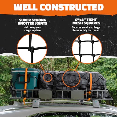 Mockins 50"x36" Large Cargo Net for Pickup Truck Bed, Roof Rack or Trailer - size: 50" x 36"
