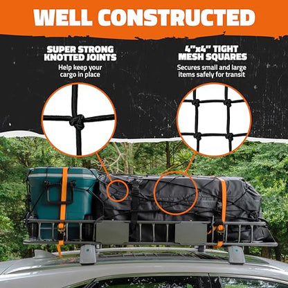 Mockins 50"x36" Large Cargo Net for Pickup Truck Bed, Roof Rack or Trailer - size: 50" x 36"
