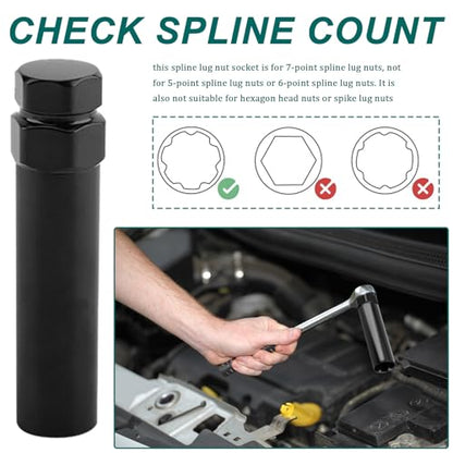 7 Spline Lug Nut Socket,Wheel Lock Key Removal Tool,Replacement for Aftermarket 7Spline Lug Nuts for 19 mm (3/4 Inch) & 21 mm (13/16 Inch) Hex Socket Wrench (7 Spline) - size: 7 Spline