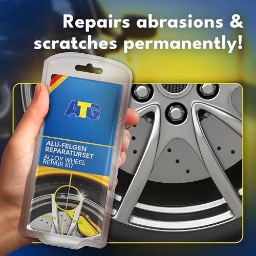 ATG Alloy Wheel Repair Kit – Rim Scratch and Curb Rash Repair for Silver Alloy and Steel Wheels – Complete Kit with Filler and Paint – Up to 10 Repairs