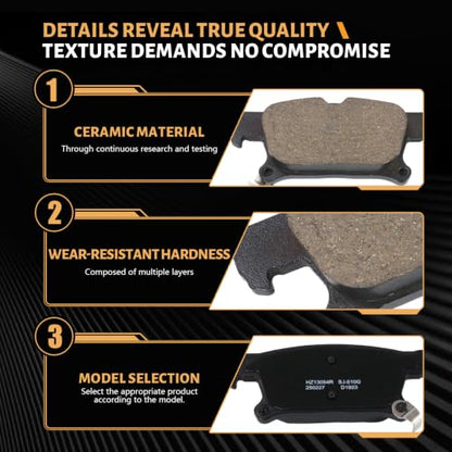 D1923 Rear Ceramic Brake Pads Kit Fit For Buick Envision 2016-2020 - size: HZ1923