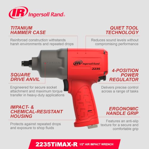 Ingersoll Rand 2235TiMAX-R 1/2" Drive Air Impact Wrench - style: 2235 1/2-Inch Standard - Red