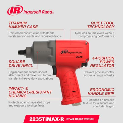 Ingersoll Rand 2235TiMAX-R 1/2" Drive Air Impact Wrench - style: 2235 1/2-Inch Standard - Red