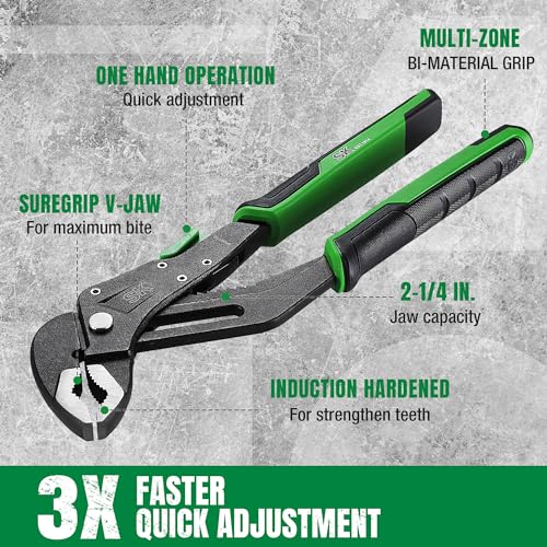SK 10'' Quick Adjust Water Pump Pliers, SureGrip V-Jaw Groove Joint Pliers - size: 10" Quick Adjust Groove Joint Pliers